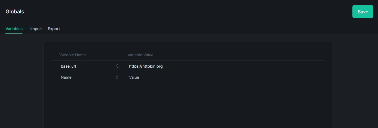 Global variables in Testfully