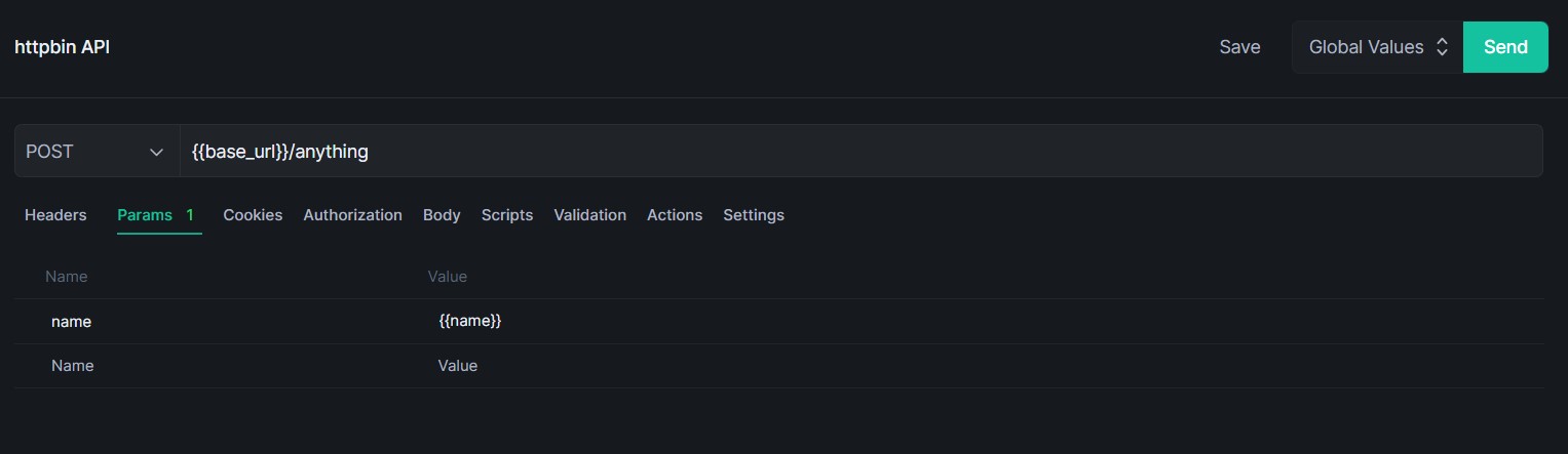 Using variables in requests in Testfully